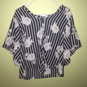 Navy Floral Blouse